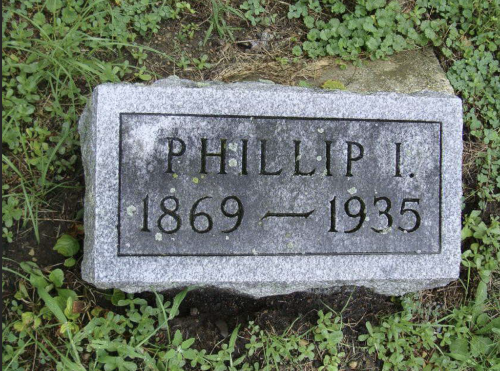 Headstone reading Phillip I. van Baalen, 1869-1935, at Rodef Sholem Cemetery, Wabash, Indiana.